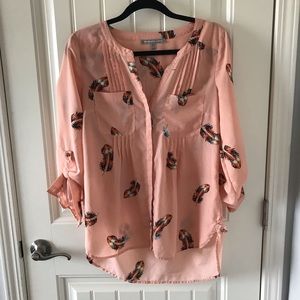 Daniel Rainn Stitch Fix light pink feather blouse